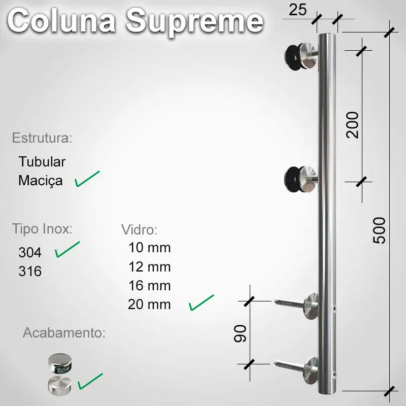 Guarda Corpo Supreme Supreme 304 M 20 E